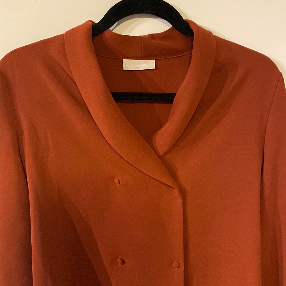 Double Breasted Blouse In Brick Red - image 2